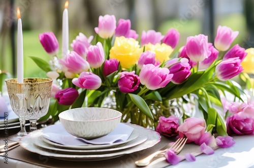 Vibrant Tulip Bouquet Table Display