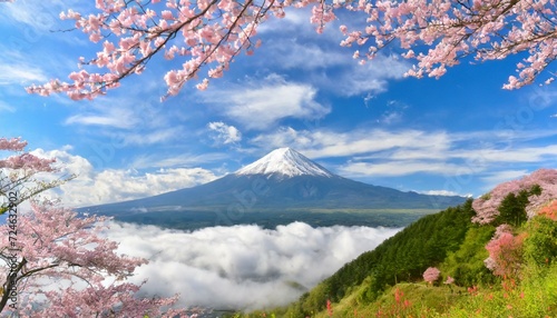 Cherry blossoms and Mt. Fuji