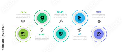 Vector template infographic element with 5 step process or option suitable for web presentation and business information