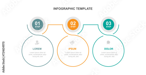 Design template infographic vector element with 3 step line connected suitable for web presentation and business information © Haris