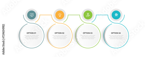 Design template infographic vector element with 4 line circle connected suitable for web presentation and business information