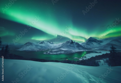 Northern light above mountains in Norway © Tamara Sushko