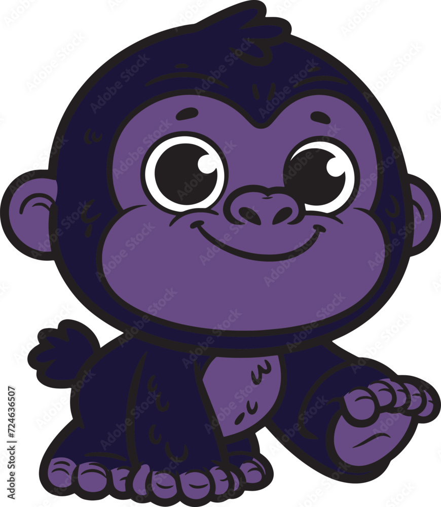 Fototapeta premium Gorilla 2D cartoon character clipart for children's book