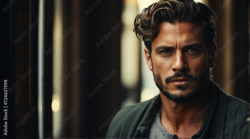 Portrait of a handsome man staring at the camera from Generative AI Portrait of a handsome man staring at the camera from Generative AI