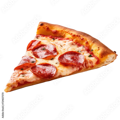 Slice of a Pepperoni Pizza isolated on transparent background