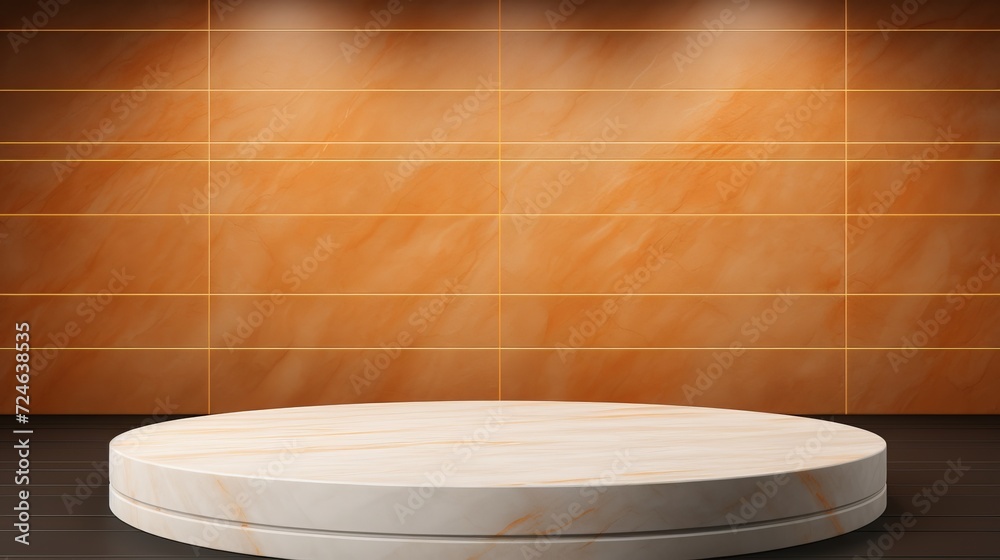 Elegant 3d marble peach fuzz podium on stunning marble wall - ideal for interior design and decor, banner Elegant 3d marble peach fuzz podium on stunning marble wall - ideal for interior design and decor, banner