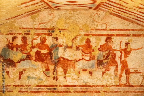 Close-up on Etruscan fresco