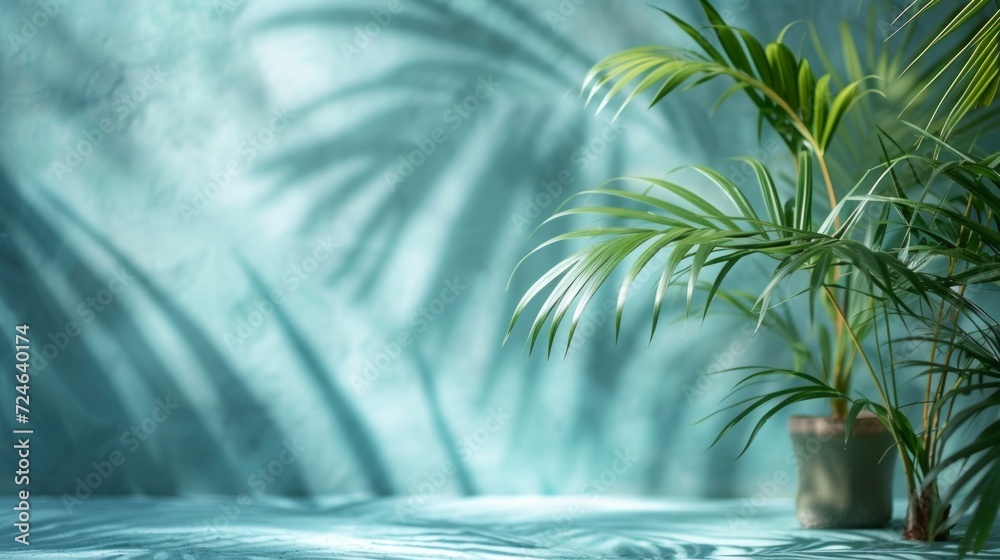 light blue wall and blurred shadow from palm leaves light blue wall and blurred shadow from palm leaves