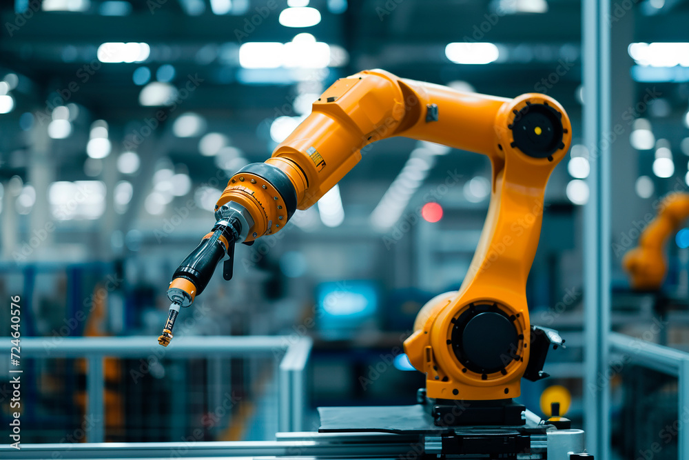 Arm of an assembly robot in a modern factory Arm of an assembly robot in a modern factory