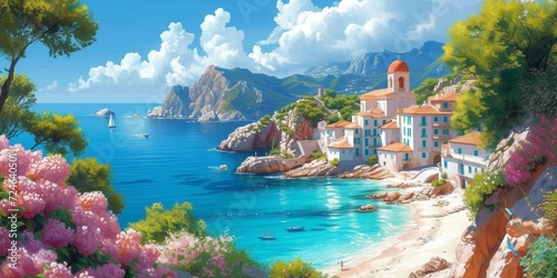 A captivating blend of coastal beauty, with blue seas, sandy beaches, and charming villages photo