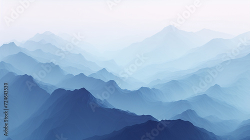 Layers of mountains with light fog.