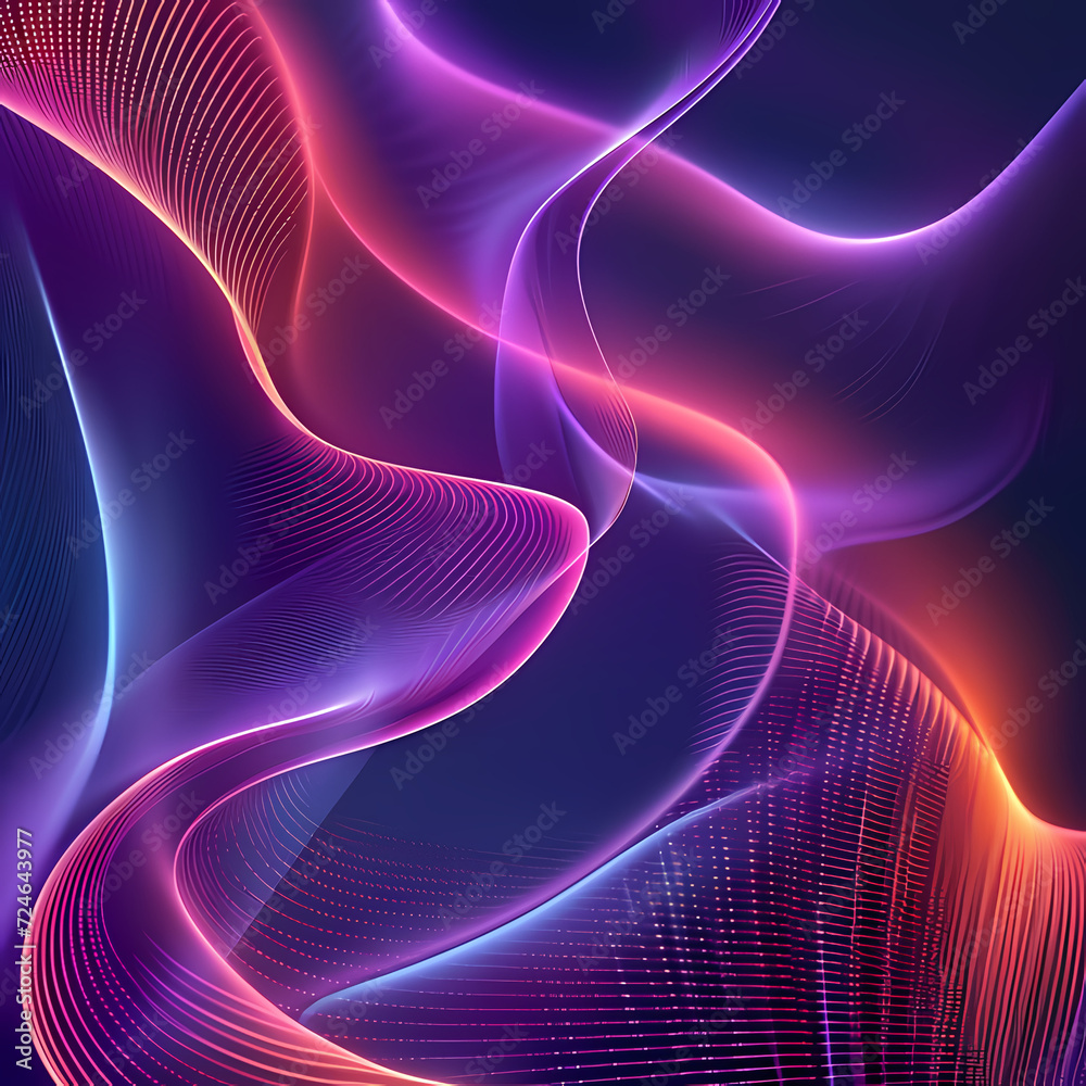 Abstract Neon Waves on a Digital Backdrop Abstract Neon Waves on a Digital Backdrop