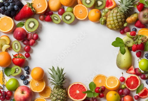 fruits rectangular frame isolated on white background