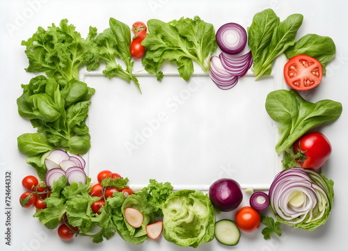 vegetable rectangular frame isolated on white background