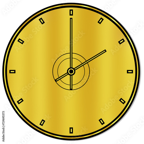 Golden Wall Clock displaying Two O' Clock Time