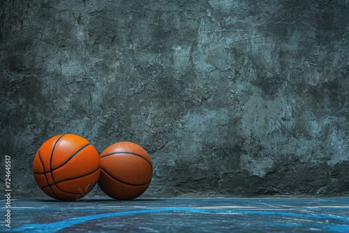 Basketball ball on textured concrete wall background Ideal for product display banner or mockup © The Big L
