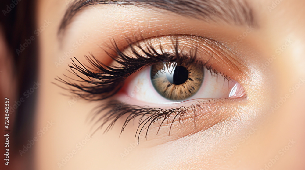 Eyelash Extension Procedure. Close-up of an eye with long and thick eyelashes, eyes visage. Woman eye with long false eyelashes. Cosmetics and make-up Eyelash Extension Procedure. Close-up of an eye with long and thick eyelashes, eyes visage. Woman eye with long false eyelashes. Cosmetics and make-up