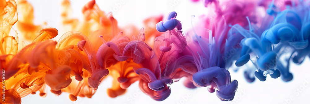 Macro detail of a colorful Ink drop in water abstract background