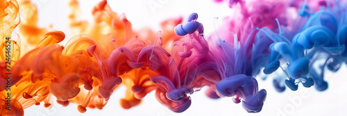 Macro detail of a colorful Ink drop in water abstract background