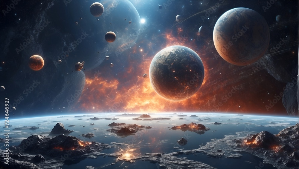Science fiction scene of space exploration Science fiction scene of space exploration
