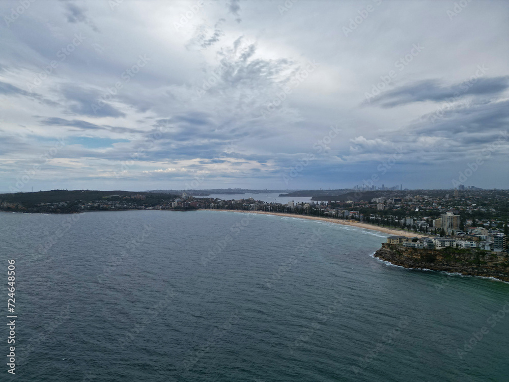 Aerial view of a cloudy sky over Manly Beach, Manly, NSW, Australia Aerial view of a cloudy sky over Manly Beach, Manly, NSW, Australia