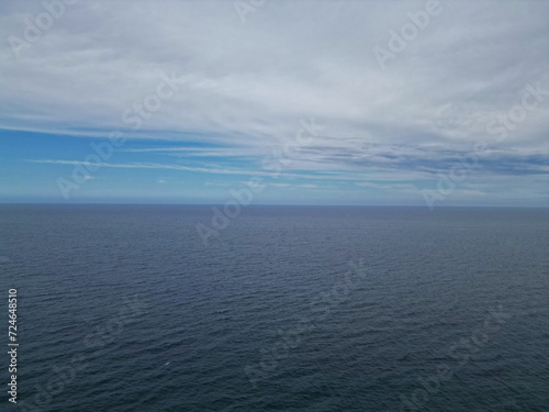 Aerial view of the pristine  azure South Pacific Ocean