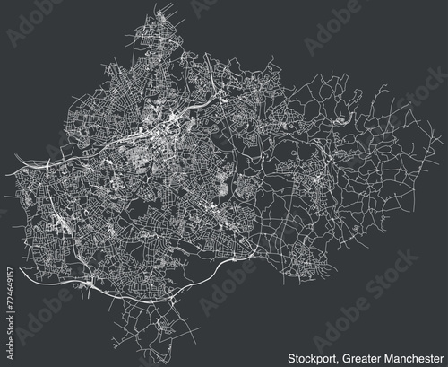 Street roads map of the METROPOLITAN BOROUGH OF STOCKPORT, GREATER MANCHESTER