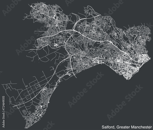 Street roads map of the METROPOLITAN BOROUGH OF SALFORD, GREATER MANCHESTER