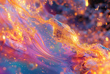 Abstract fiery digital art with vibrant orange and blue swirls