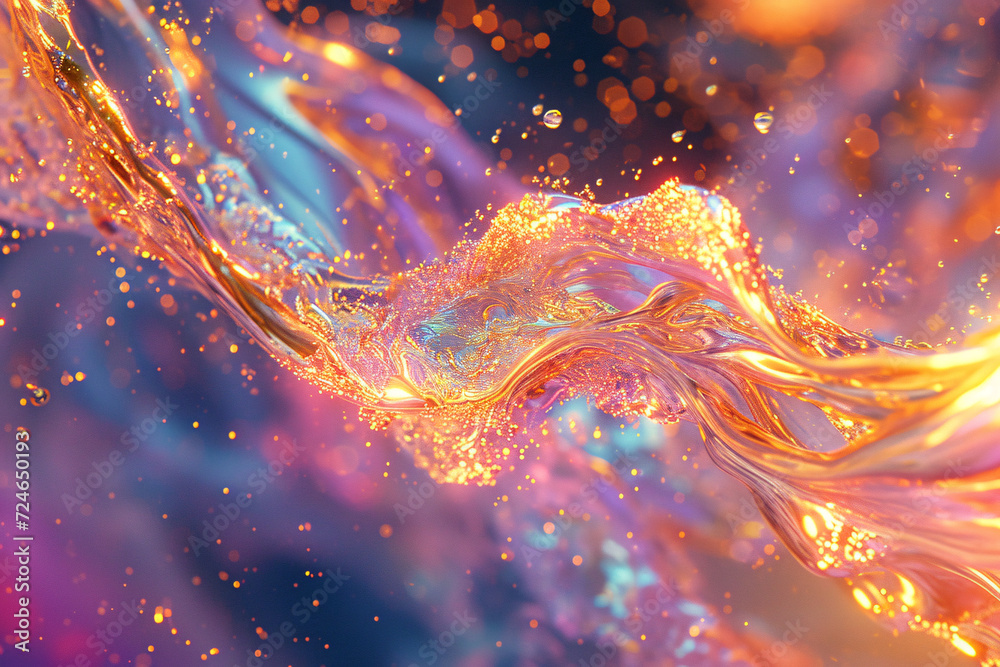 Wavy abstract energy flow with fiery colors and cosmic sparkle Wavy abstract energy flow with fiery colors and cosmic sparkle