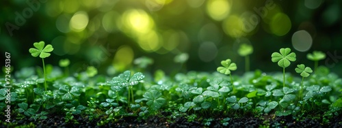 St. patrick's day. Background, green clover leaves, magic. 