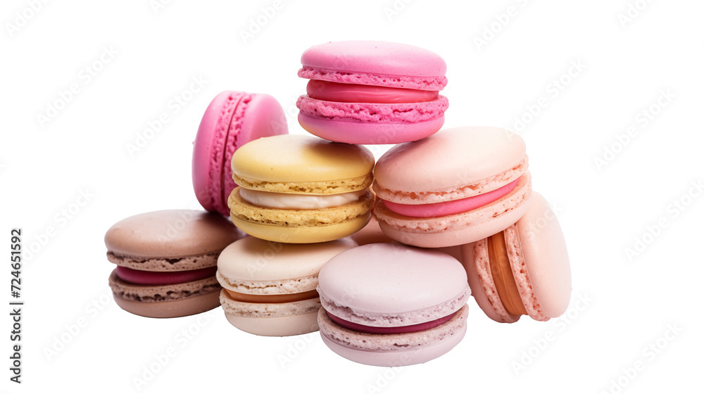 macarons closeup on transparent background