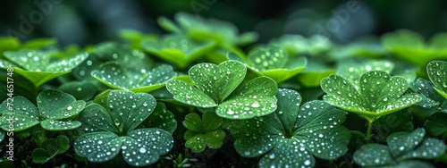 St. patrick's day. Background, green clover leaves, magic. 