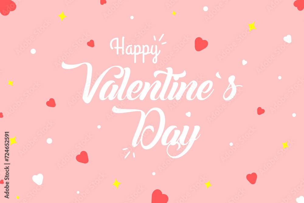 Happy Valentine's Day banner. Holiday pink background design.