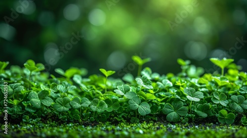 St. patrick's day.  Background, green clover leaves, magic. 