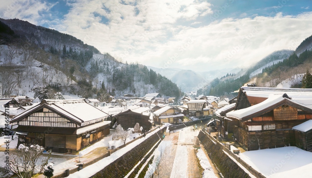 ancient ginzan onsen village in winter travel landmark in japan