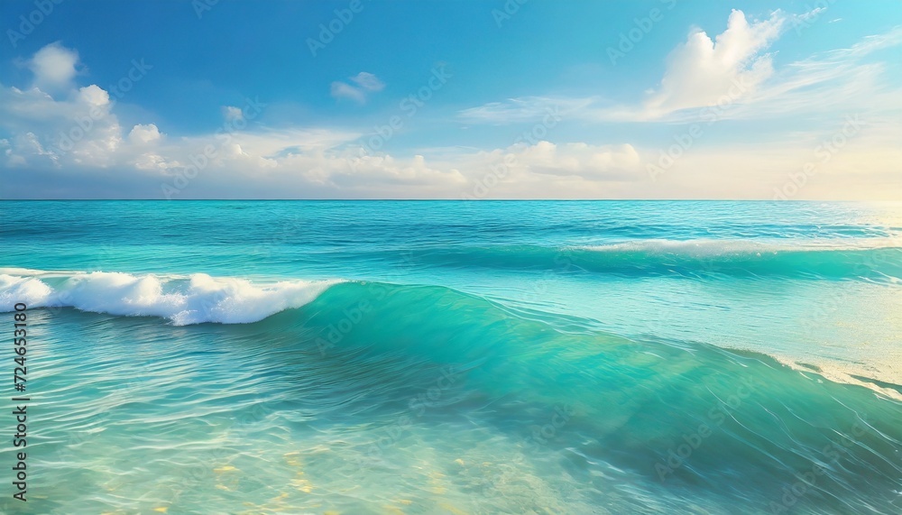 turquoise ocean waves with horizon