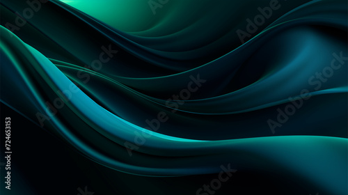 Elevate your screen with a stunning black abstract wallpaper, adorned with soothing blue waves, embodying dark green and light blue hues, offering gorgeous colors