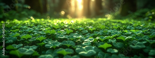 St. patrick's day. Background, green clover leaves, magic. 