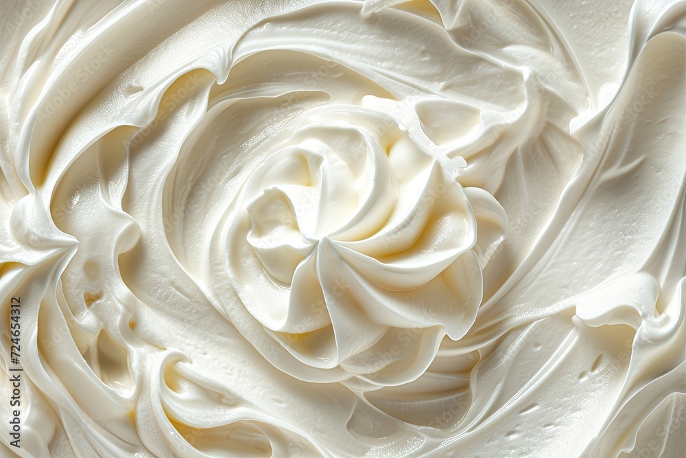 Closeup of white dairy swirl with smooth and natural texture Closeup of white dairy swirl with smooth and natural texture