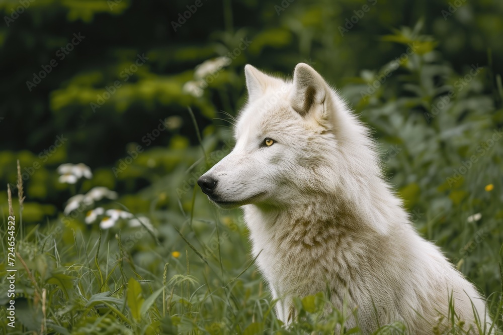 Arctic wolf in the forest