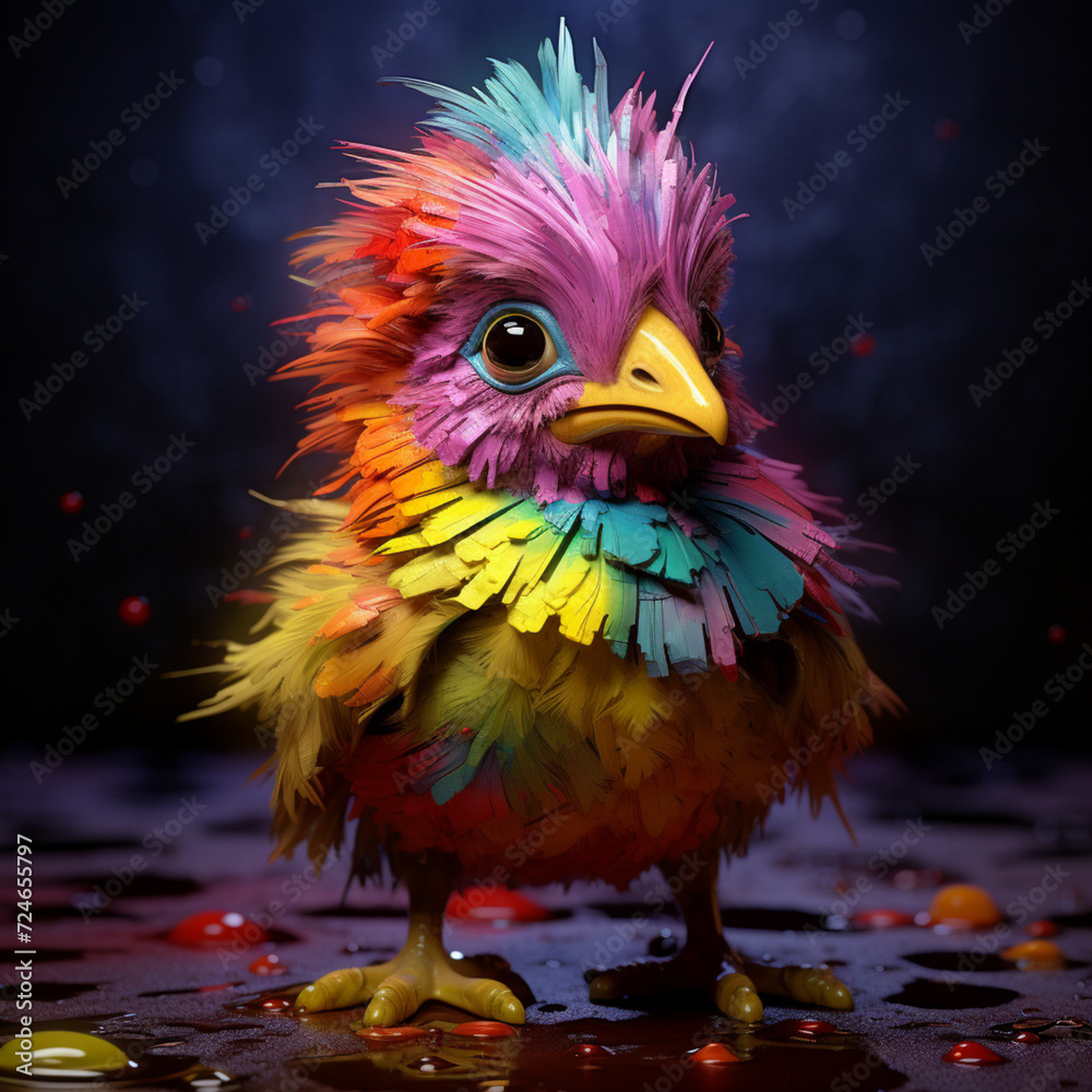 Fototapeta premium An adorable little, colorful chick