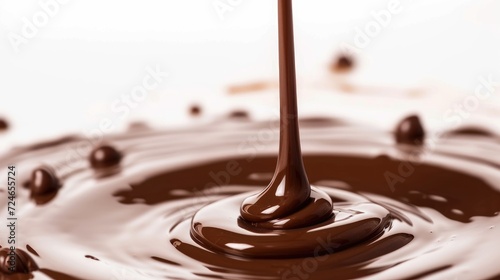 chocolate cocoa flow isolated on white background
