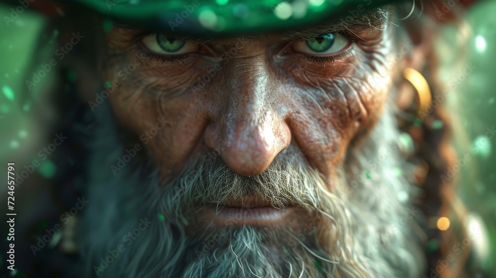 Enigmatic Leprechaun Face with Piercing Eyes