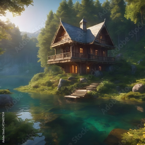 Home In River Landscape Background Very Cool