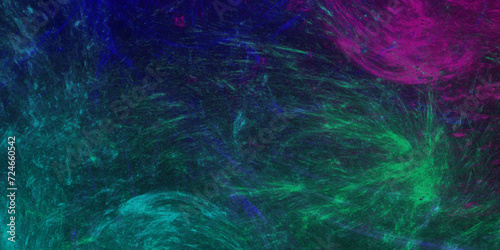 Artificial magic smoke in green with neon blue, purple light, smoke color isolated background for effect. Star field. Aquamarine and pink neon green, pink, blue and purple Cosmic nebula universe