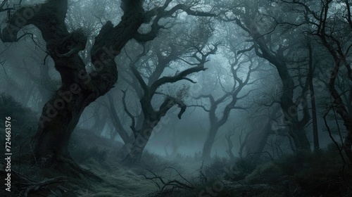 The forest is dangerous and full of darkness  Filled with twisted tree branches and eerie mist