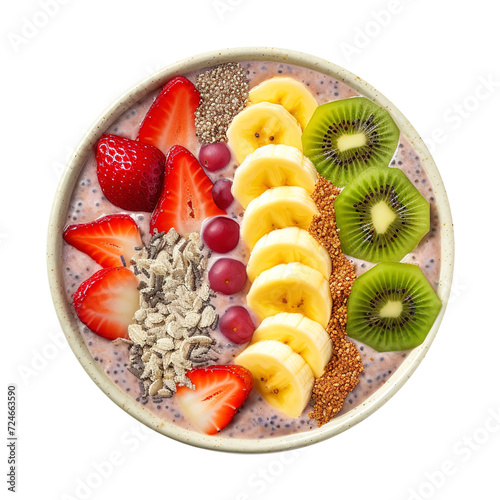 fruity chia seed smoothie in a bowl isolated on transparent background Remove png, Clipping Path, pen tool