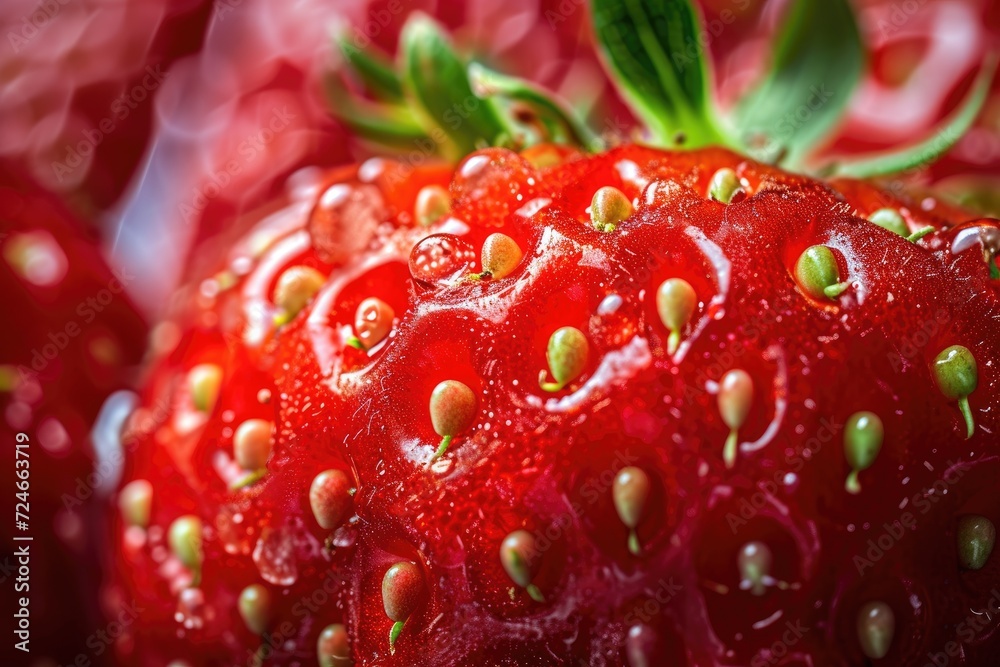 Detailed closeup shot of a ripe seed filled strawberry Detailed closeup shot of a ripe seed filled strawberry