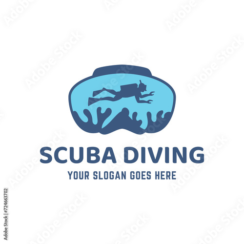 Scuba diving logo design, perfect for diving school and under water adventure logo design